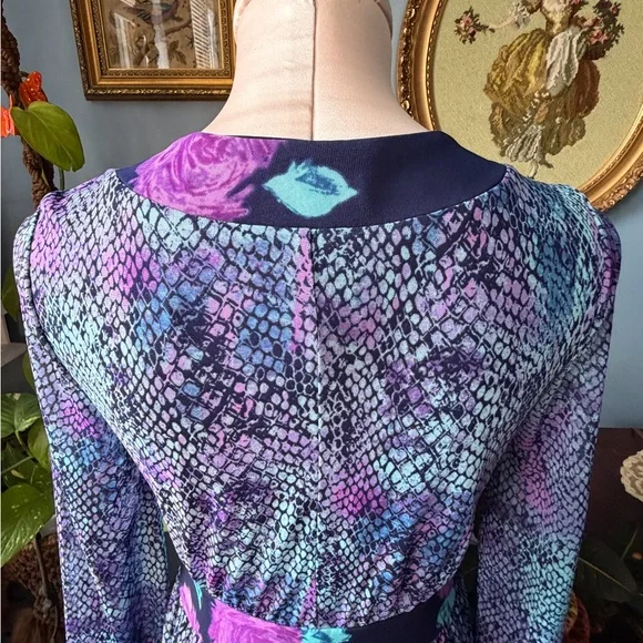 IMAN Multicolor Floral and Snake Print Long Sleeve Dress - Picture 7 of 9